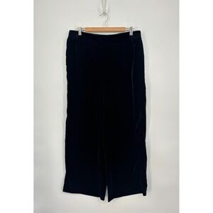 Lane Bryant Pants Womens 14 Black Velvet Wide Leg Pockets Holiday Party